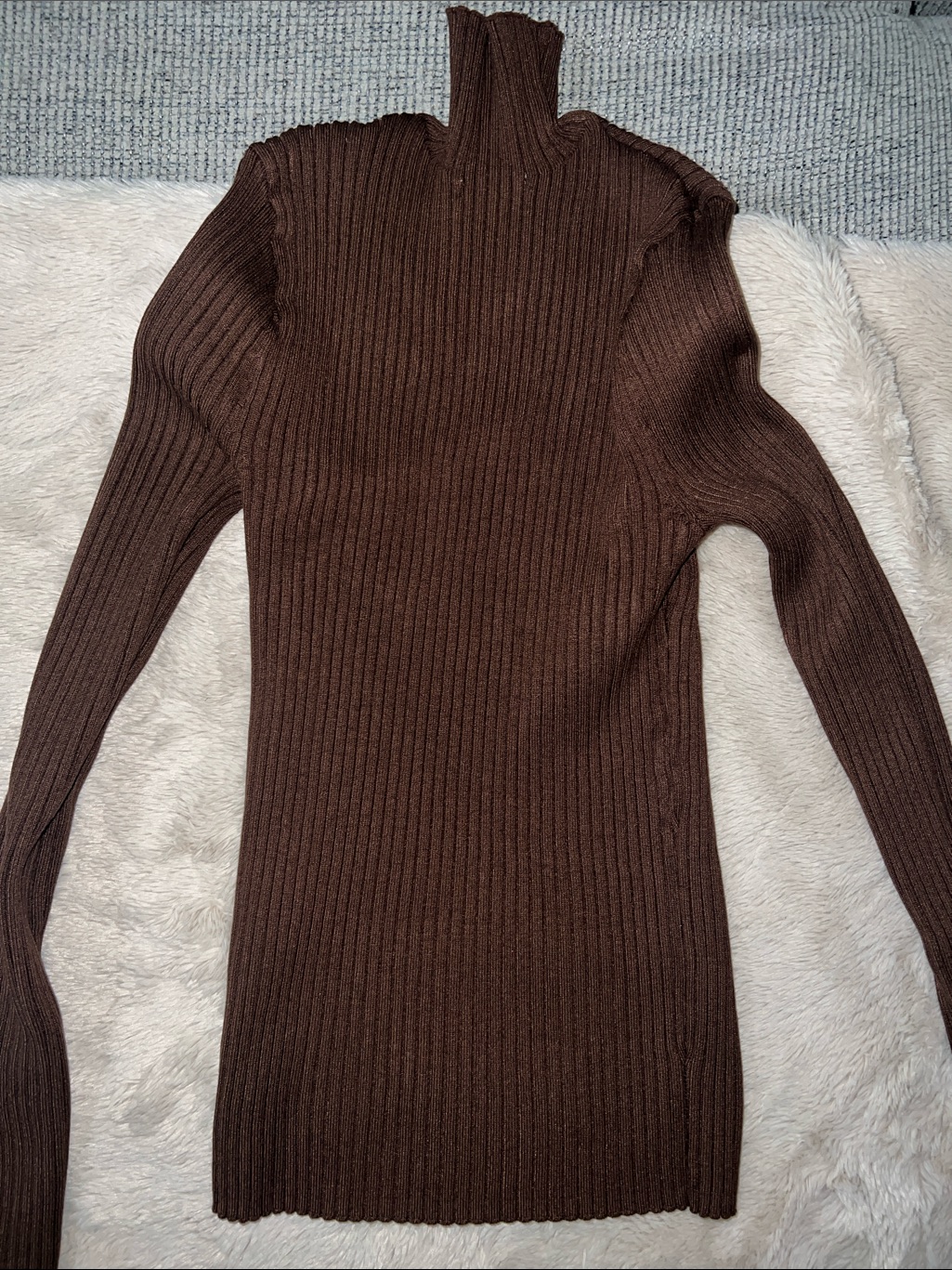 Zara Brown Ribbed Turtleneck Sweater — image 6 of 6